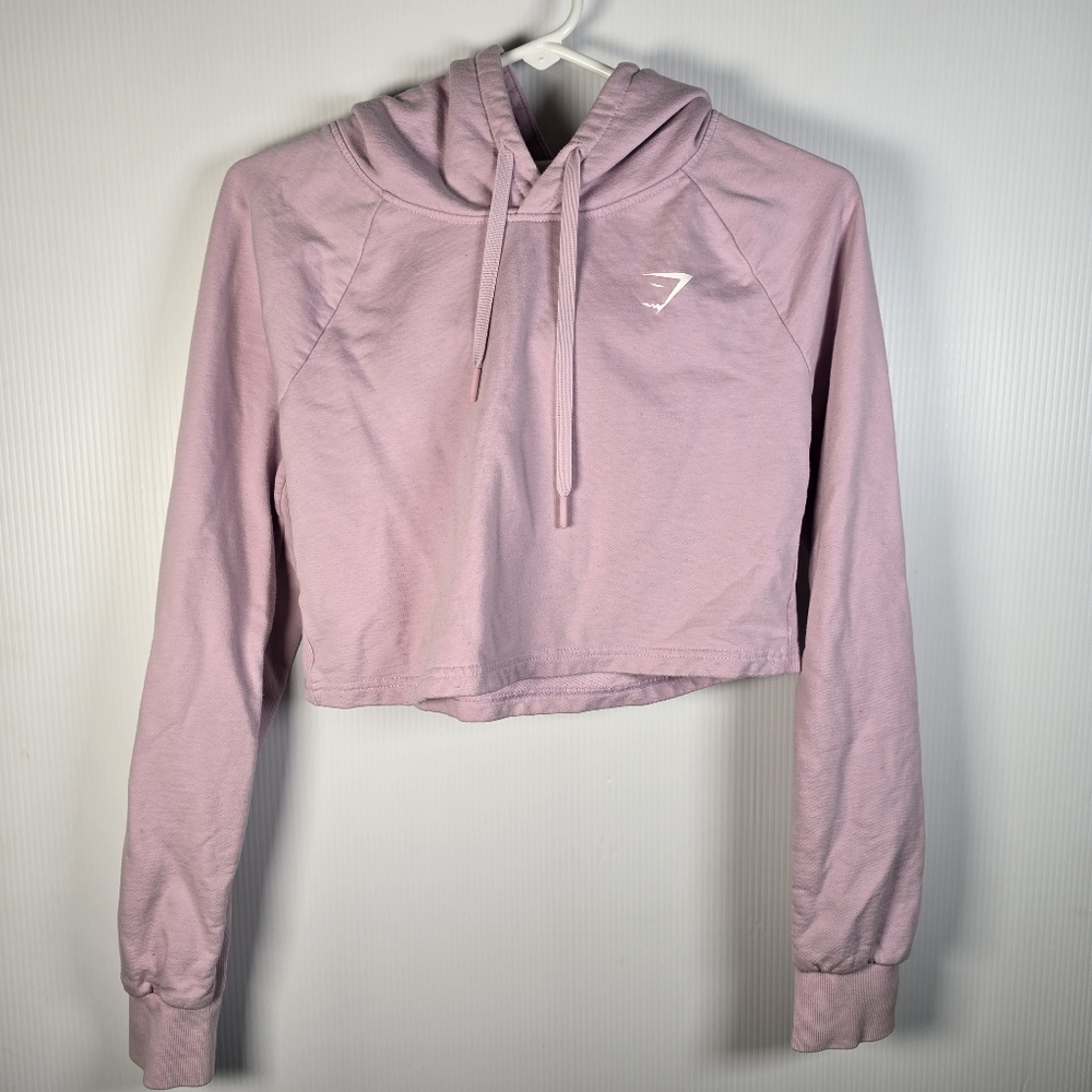 Gymshark Womens Training Cropped Hoodie Magenta Pink Size M Athleisure Fitness